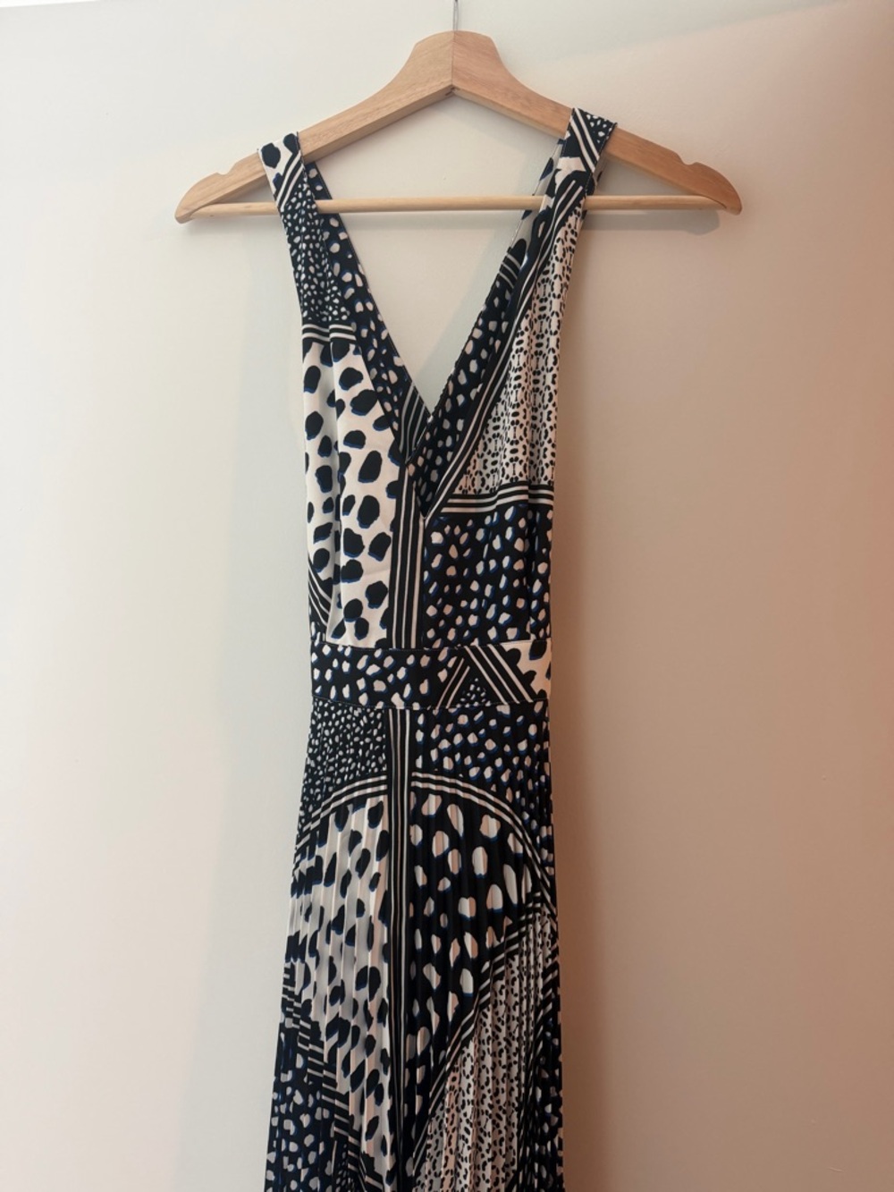 NWT Express Asymmetrical Pleated Midi Dress Criss Cross Low Back